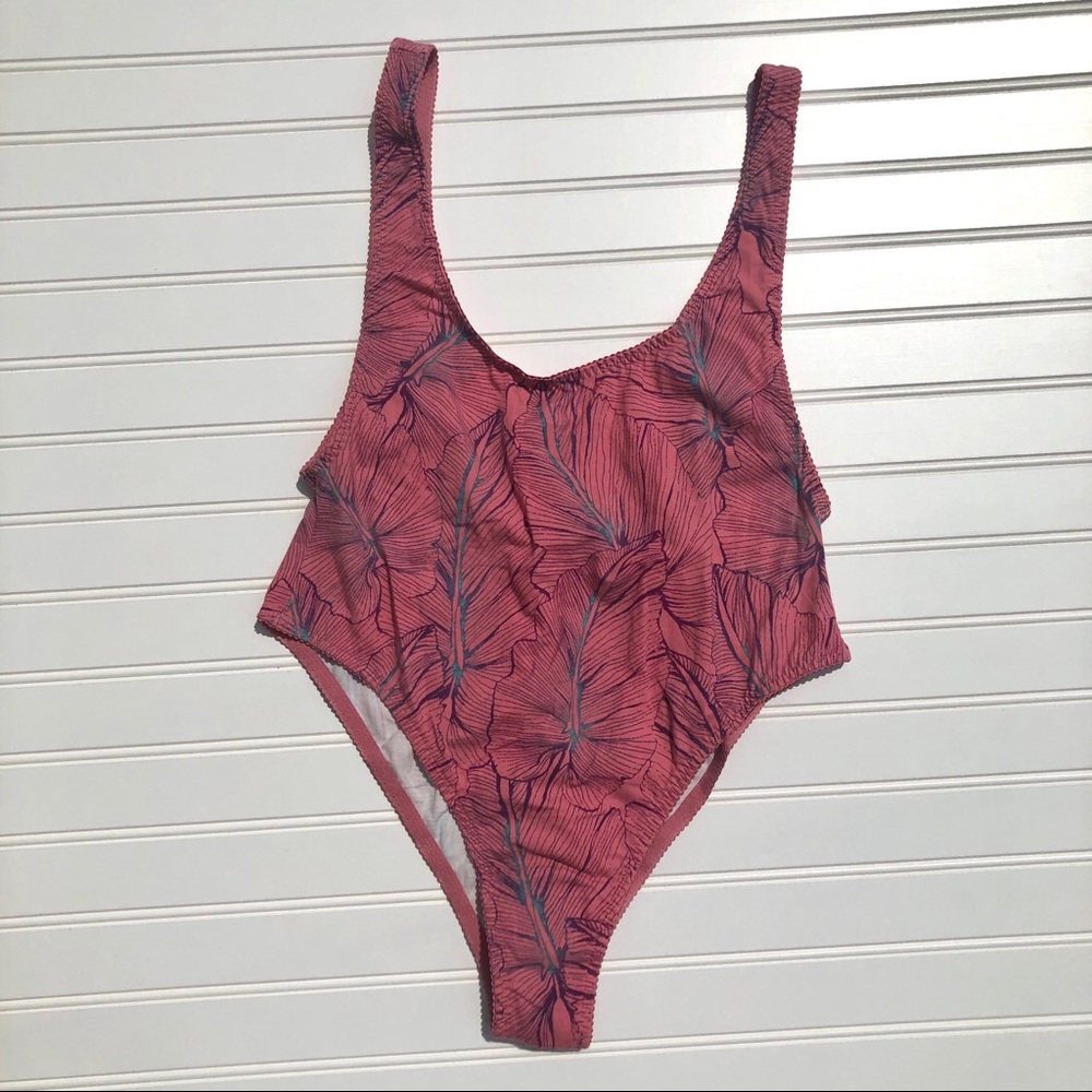 NWOT Free People Pink Palm Leaf Bodysuit